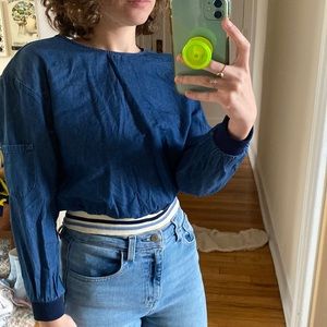 Zara denim long sleeved cropped shirt